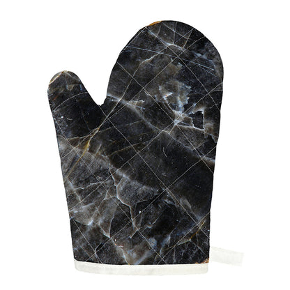 Black Grey Marble Print Single Oven Mitt