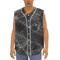 Black Grey Marble Print Sleeveless Baseball Jersey