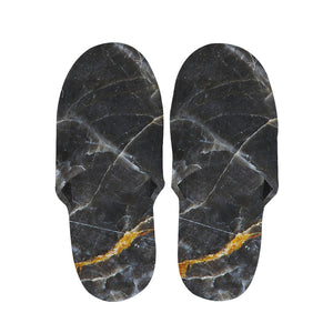 Black Grey Marble Print Slippers