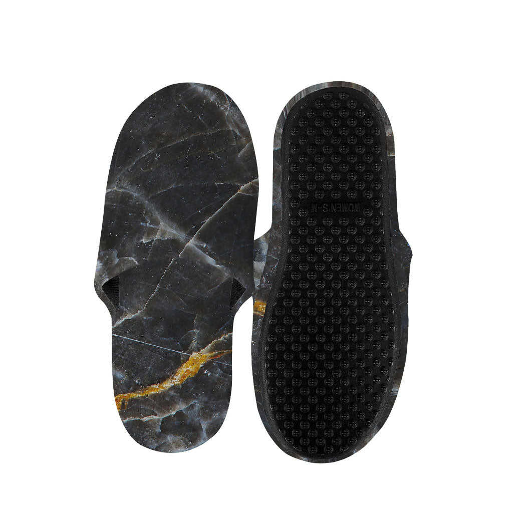 Black Grey Marble Print Slippers