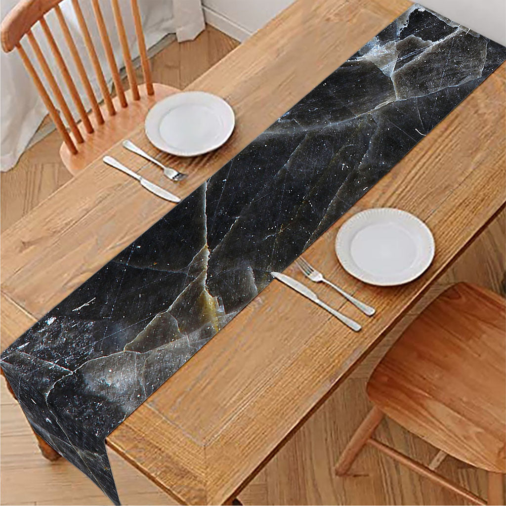 Black Grey Marble Print Table Runner