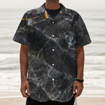 Black Grey Marble Print Textured Short Sleeve Shirt