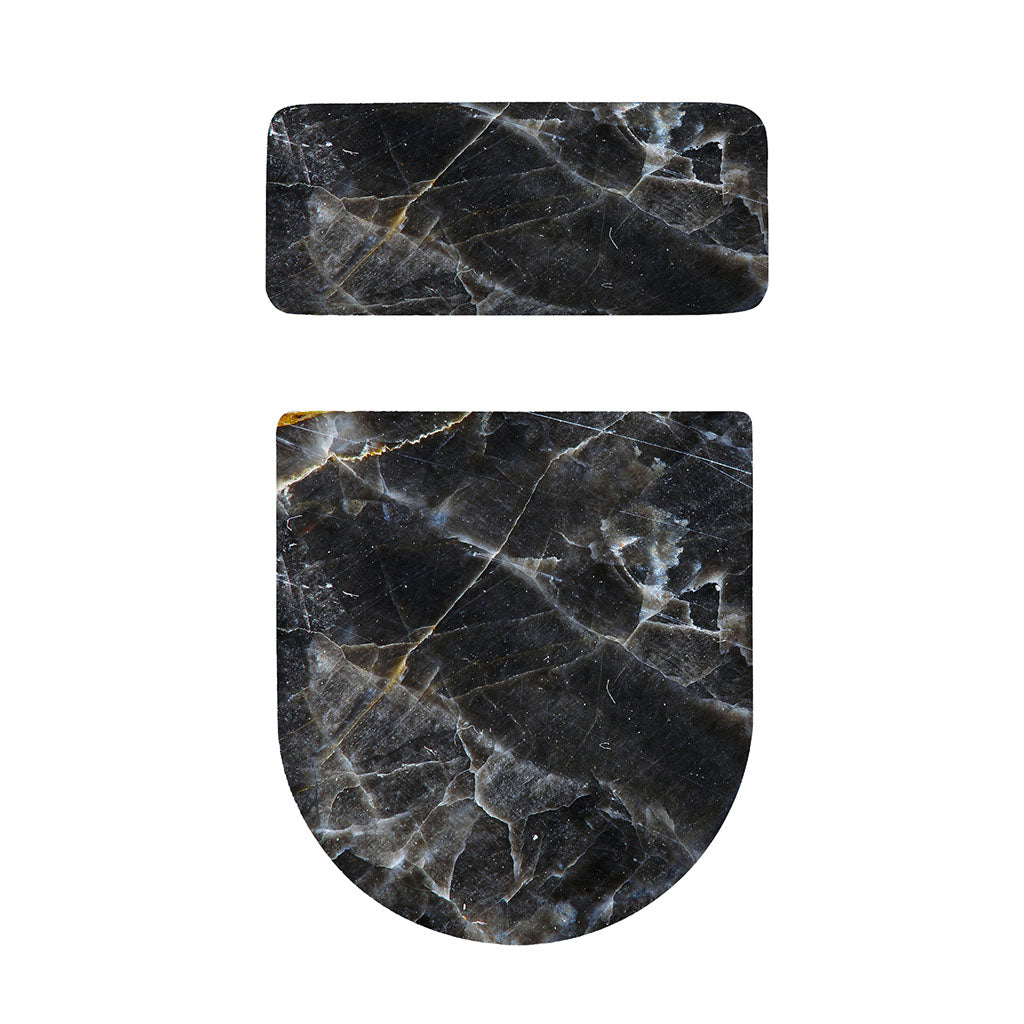 Black Grey Marble Print Toilet Lid And Tank Cover Set