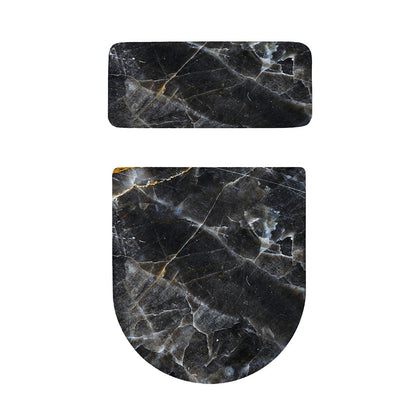 Black Grey Marble Print Toilet Lid And Tank Cover Set