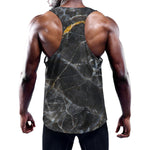 Black Grey Marble Print Training Tank Top