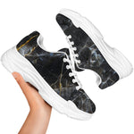 Black Grey Marble Print White Chunky Shoes