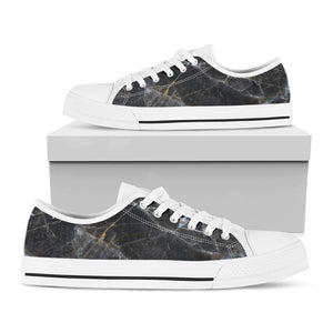 Black Grey Marble Print White Low Top Sneakers