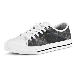 Black Grey Marble Print White Low Top Sneakers