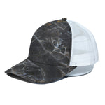 Black Grey Marble Print White Mesh Trucker Cap