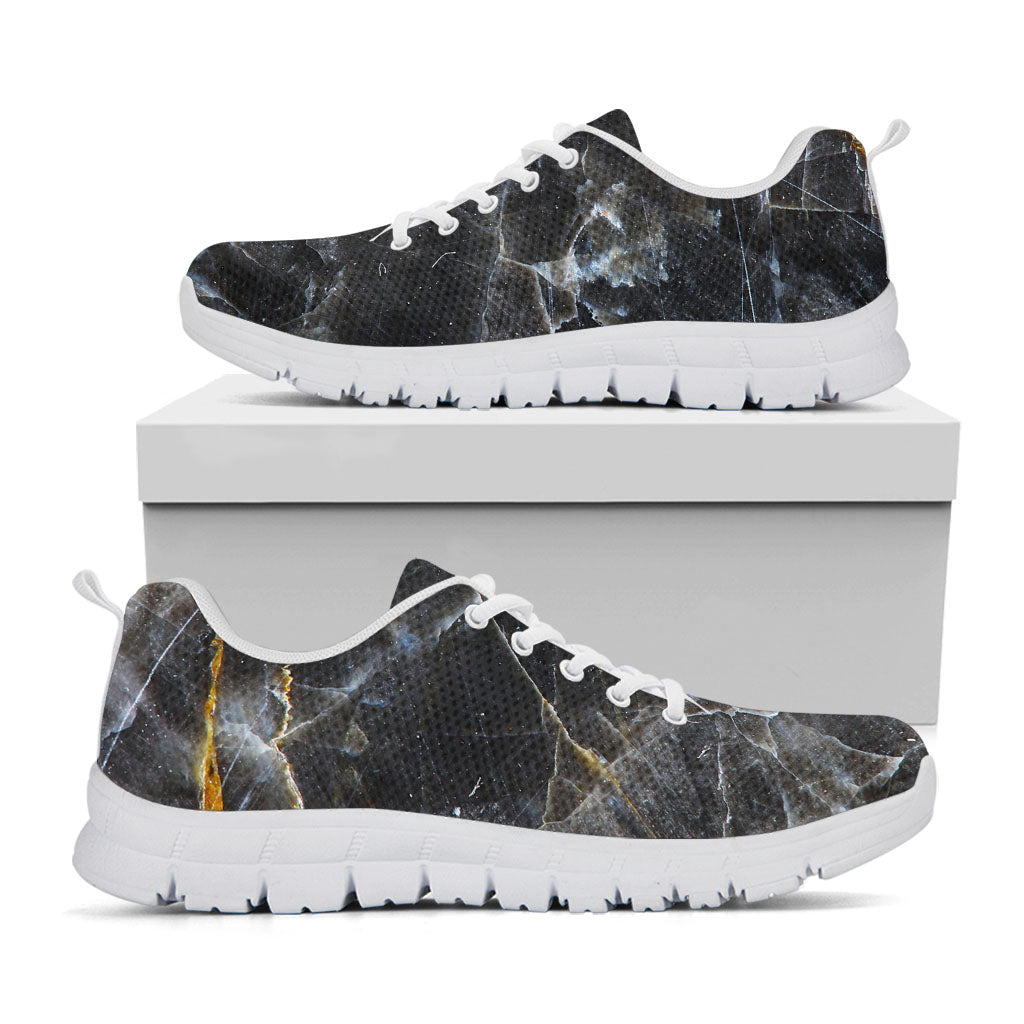 Black Grey Marble Print White Running Shoes