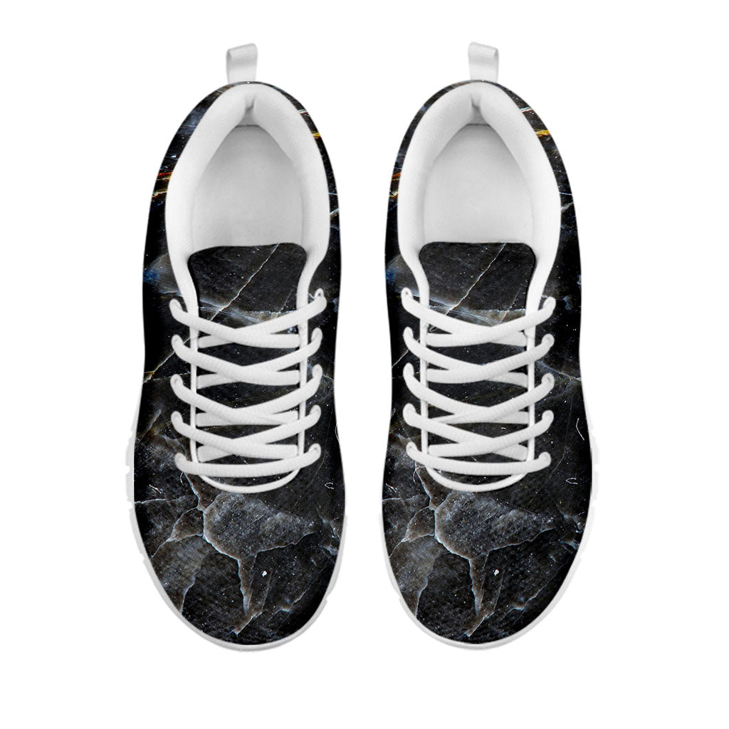Black Grey Marble Print White Running Shoes