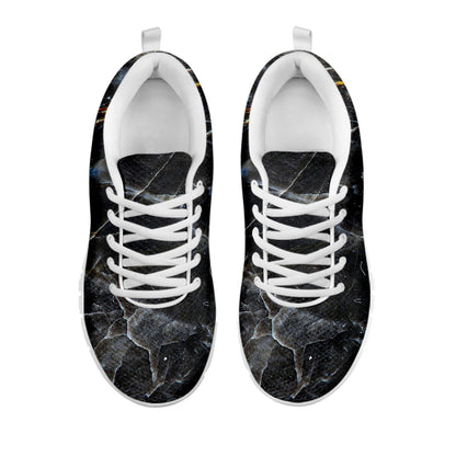 Black Grey Marble Print White Running Shoes
