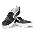 Black Grey Marble Print White Slip On Sneakers