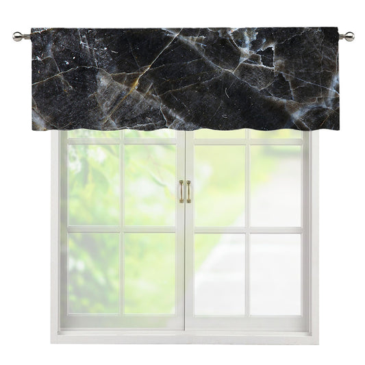 Black Grey Marble Print Window Valance