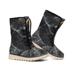 Black Grey Marble Print Winter Boots