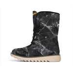 Black Grey Marble Print Winter Boots