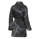 Black Grey Marble Print Women's Bathrobe