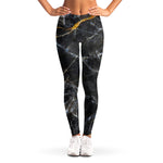 Black Grey Marble Print Women's Leggings