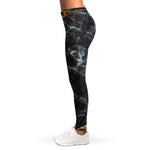 Black Grey Marble Print Women's Leggings