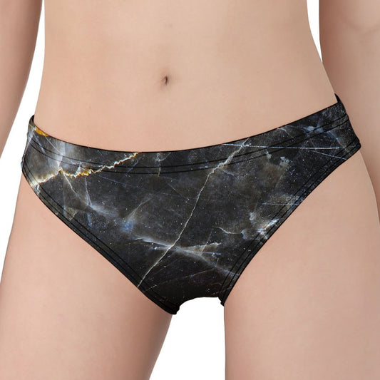 Black Grey Marble Print Women's Panties