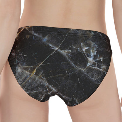 Black Grey Marble Print Women's Panties