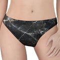 Black Grey Marble Print Women's Thong