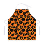 Black Halloween Pumpkin Pattern Print Adjustable Apron