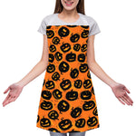 Black Halloween Pumpkin Pattern Print Adjustable Apron