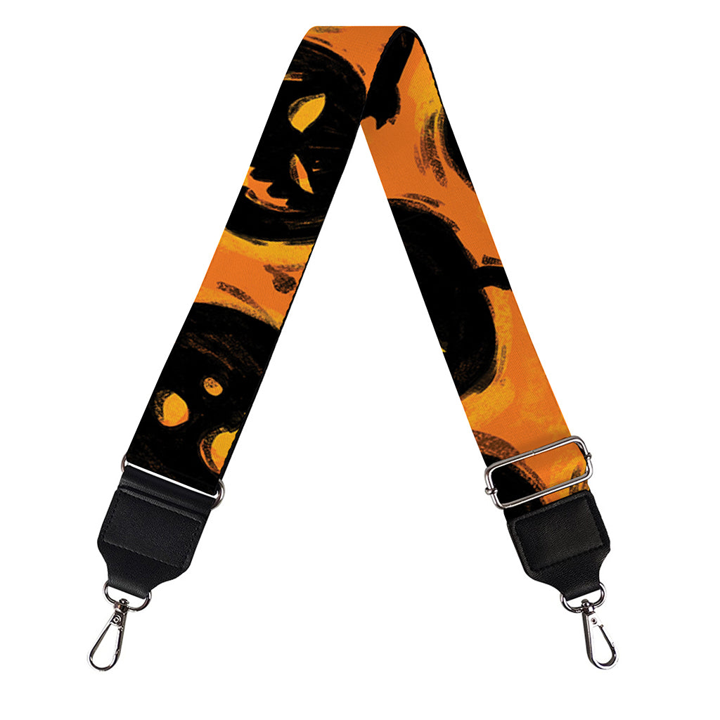 Black Halloween Pumpkin Pattern Print Bag Strap