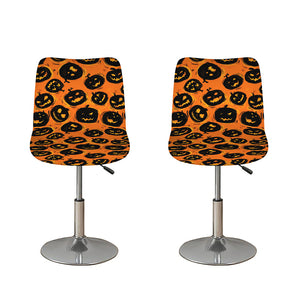 Black Halloween Pumpkin Pattern Print Bar Stool Covers