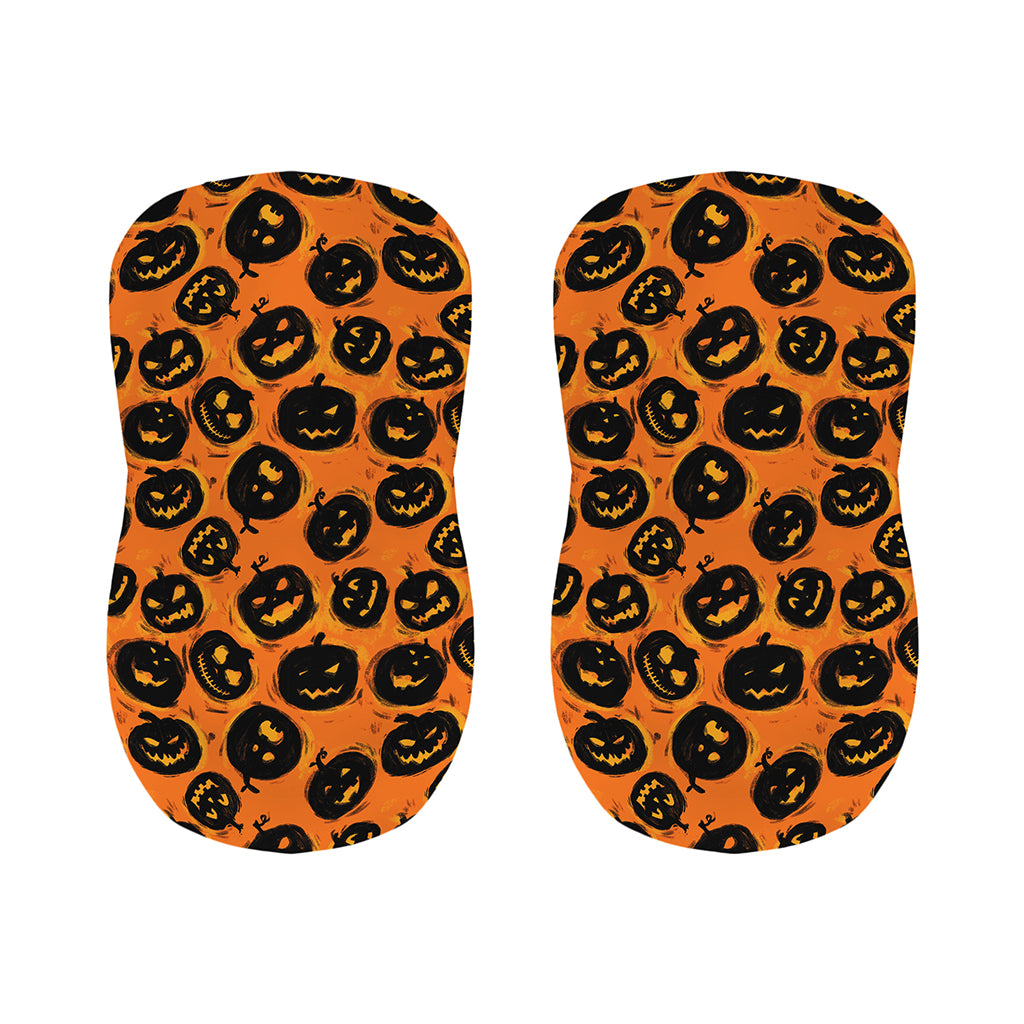 Black Halloween Pumpkin Pattern Print Bar Stool Covers