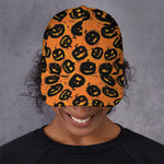 Black Halloween Pumpkin Pattern Print Baseball Cap