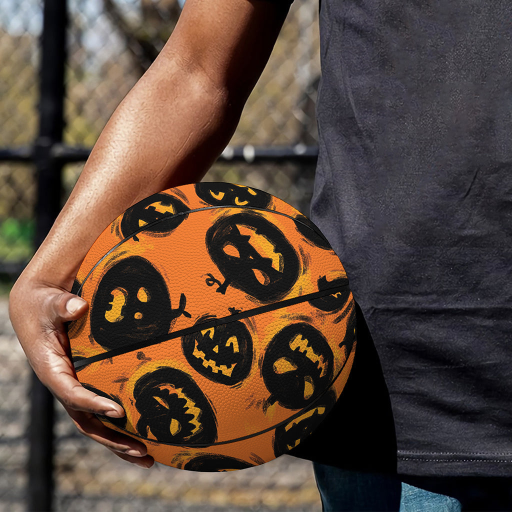 Black Halloween Pumpkin Pattern Print Basketball