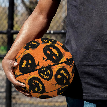 Black Halloween Pumpkin Pattern Print Basketball
