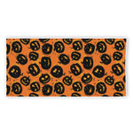 Black Halloween Pumpkin Pattern Print Beach Towel
