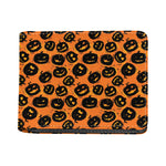 Black Halloween Pumpkin Pattern Print Bifold Wallet