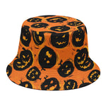 Black Halloween Pumpkin Pattern Print Bucket Hat