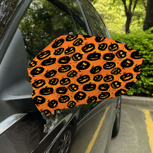 Black Halloween Pumpkin Pattern Print Car Side Mirror Covers
