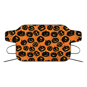 Black Halloween Pumpkin Pattern Print Car Windshield Snow Cover