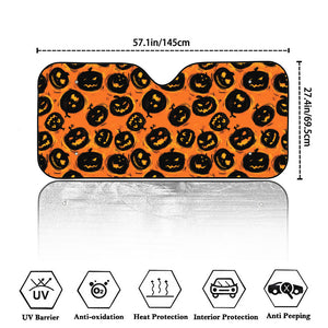 Black Halloween Pumpkin Pattern Print Car Windshield Sun Shade