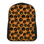 Black Halloween Pumpkin Pattern Print Casual Backpack
