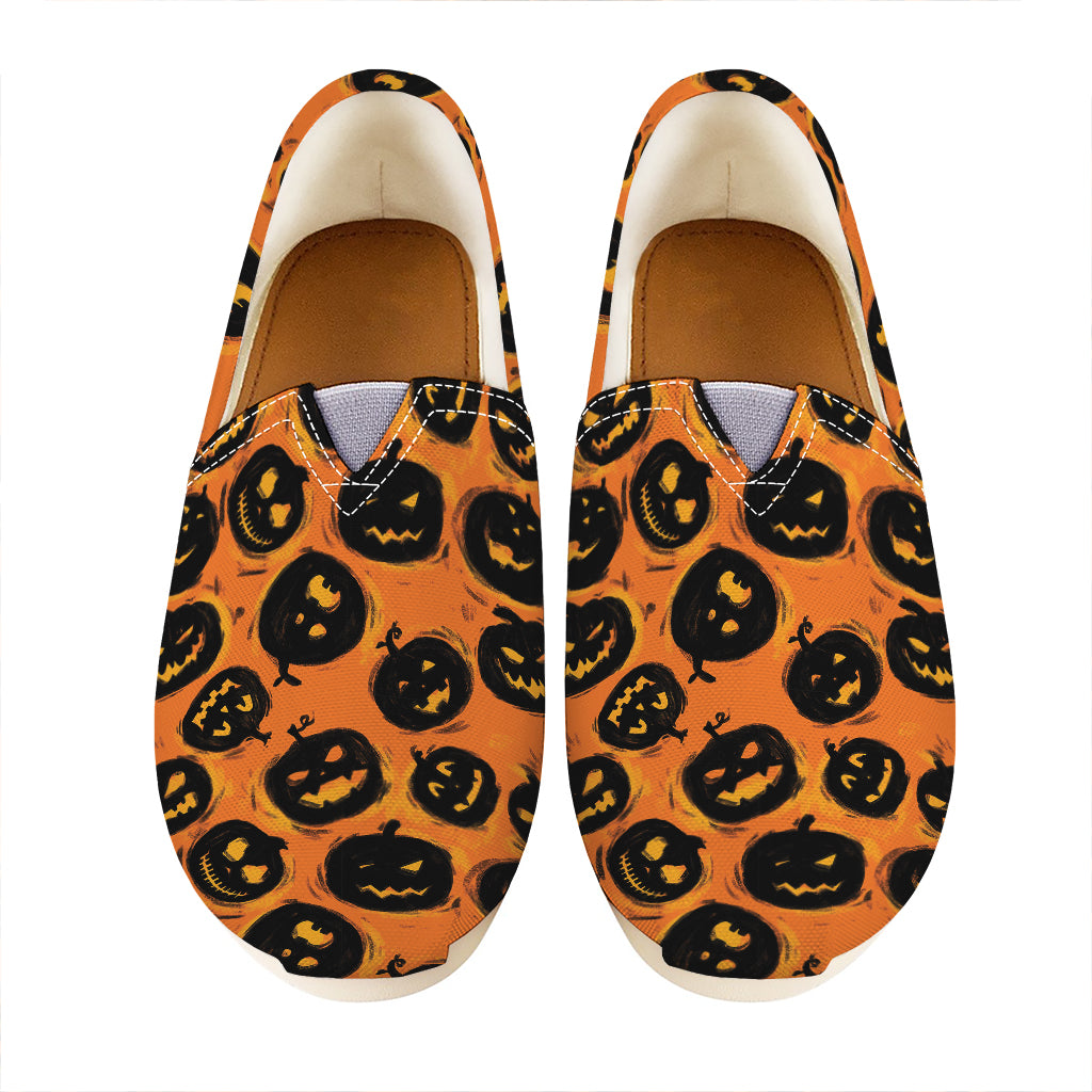 Black Halloween Pumpkin Pattern Print Casual Shoes