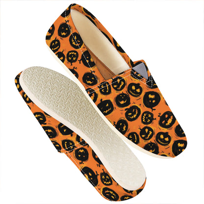Black Halloween Pumpkin Pattern Print Casual Shoes
