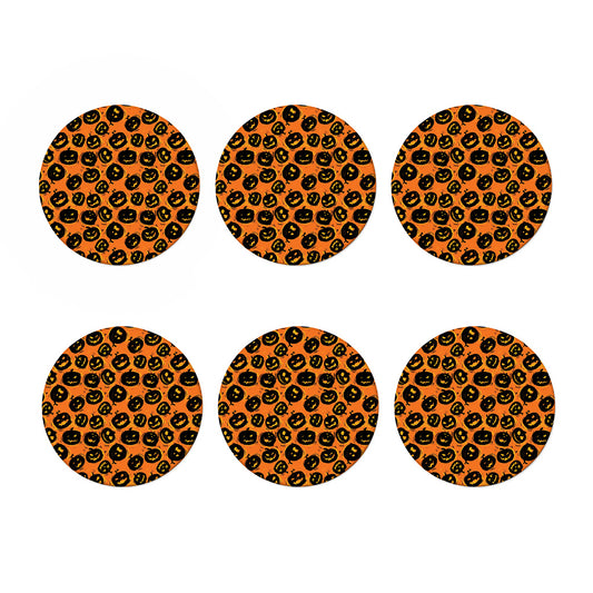 Black Halloween Pumpkin Pattern Print Coaster Set
