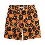 Black Halloween Pumpkin Pattern Print Cotton Shorts