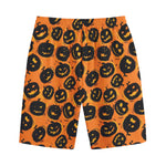 Black Halloween Pumpkin Pattern Print Cotton Shorts
