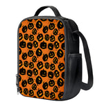 Black Halloween Pumpkin Pattern Print Crossbody Lunch Bag