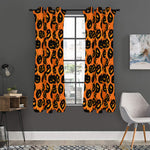 Black Halloween Pumpkin Pattern Print Curtain