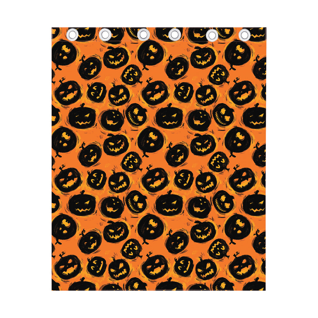Black Halloween Pumpkin Pattern Print Curtain