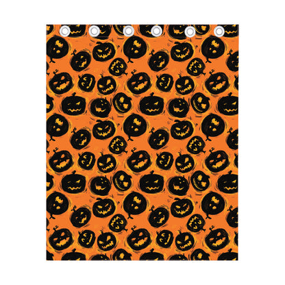 Black Halloween Pumpkin Pattern Print Curtain